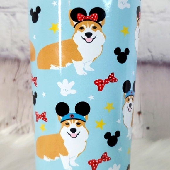 Pembroke Welsh Corgi Dog Puppy Disney Mickey Mouse Ears Stainless Steel Tumbler - Picture 11 of 15